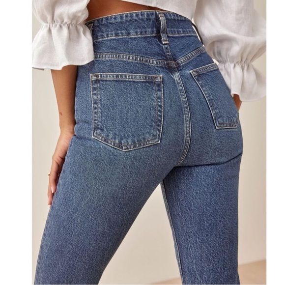 Reformation Dark Anguilla Denim Amie Seamed High Rise Skinny Jeans size 23 - Picture 3 of 9